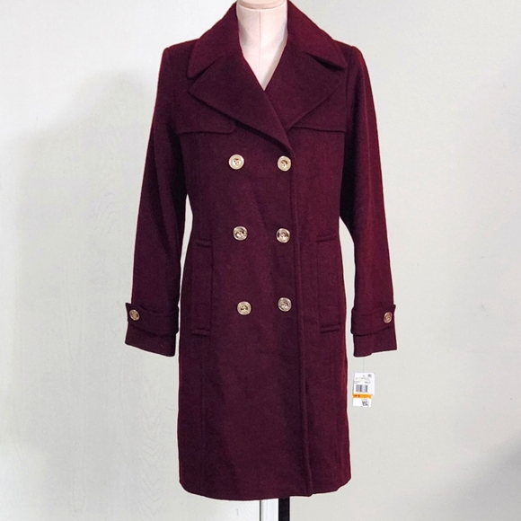 Michael Kors Peacoat Wool Blend Double Breasted Coat - Picture 2 of 13